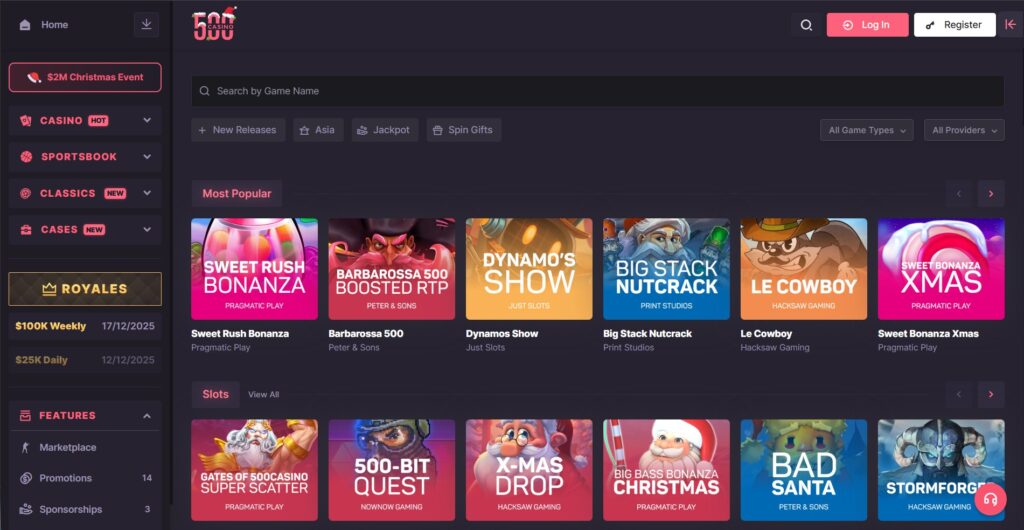 500 Casino Screenshot