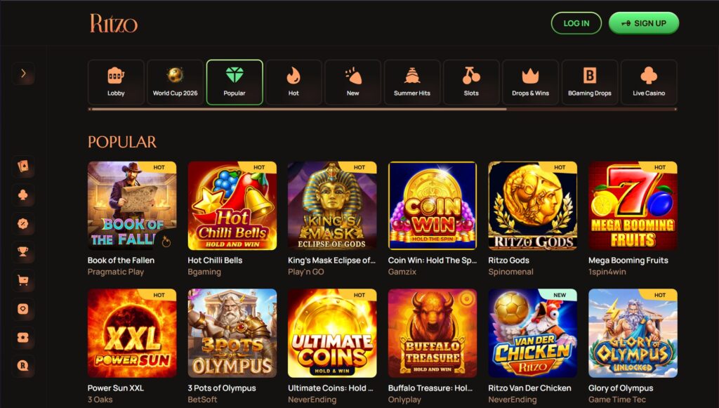 Ritzo Casino Screenshot
